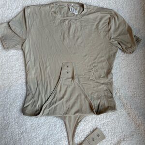 Lululemon Athletica Tan Short Sleeve Bodysuit